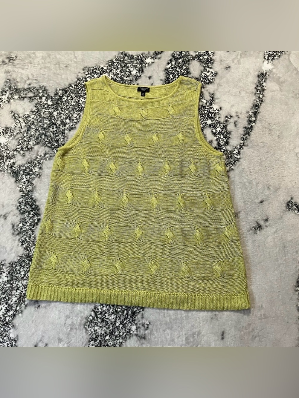Talbots Tank Top Knit Linen Sweater‎ Womens Size 1X Chartreuse Green